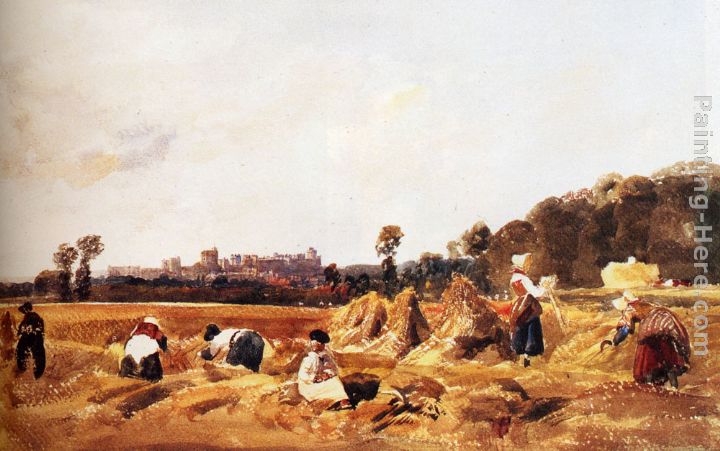 Cornfield, Windsor painting - Peter de Wint Cornfield, Windsor art painting